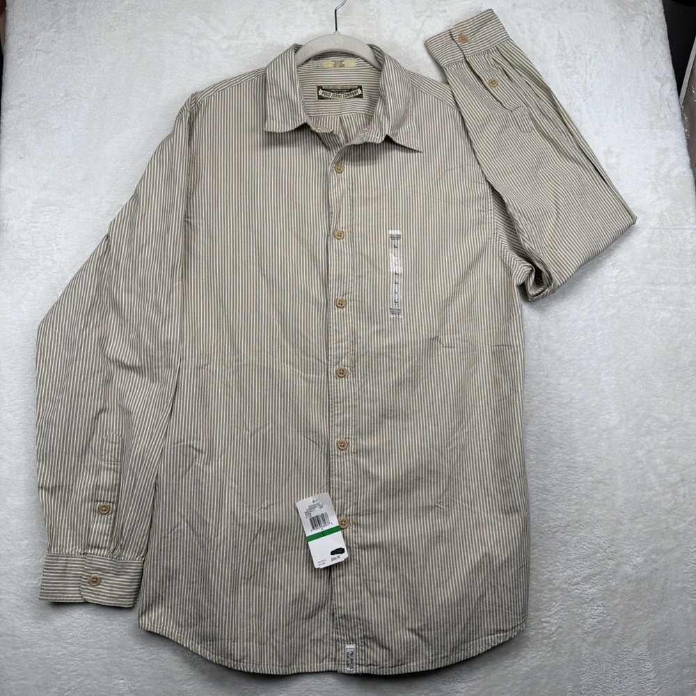 Polo Jeans Co Ralph Lauren Button Up Shirt Men's‎ L Beige Stripe NWT Cotton